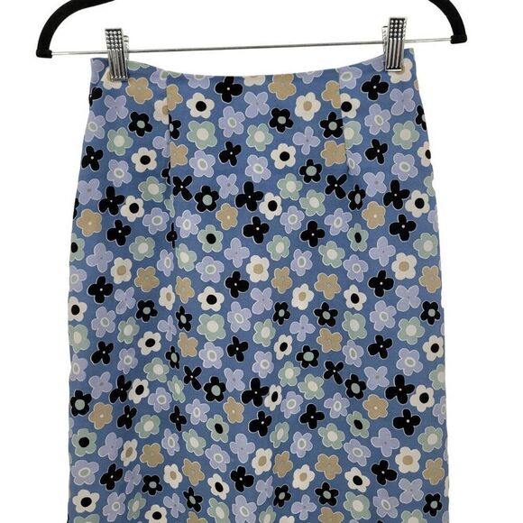 Vtg 90's Y2K Grunge Floral Maxi Skirt 5 Blue Flower Slits USA Phoebe - Picture 4 of 9